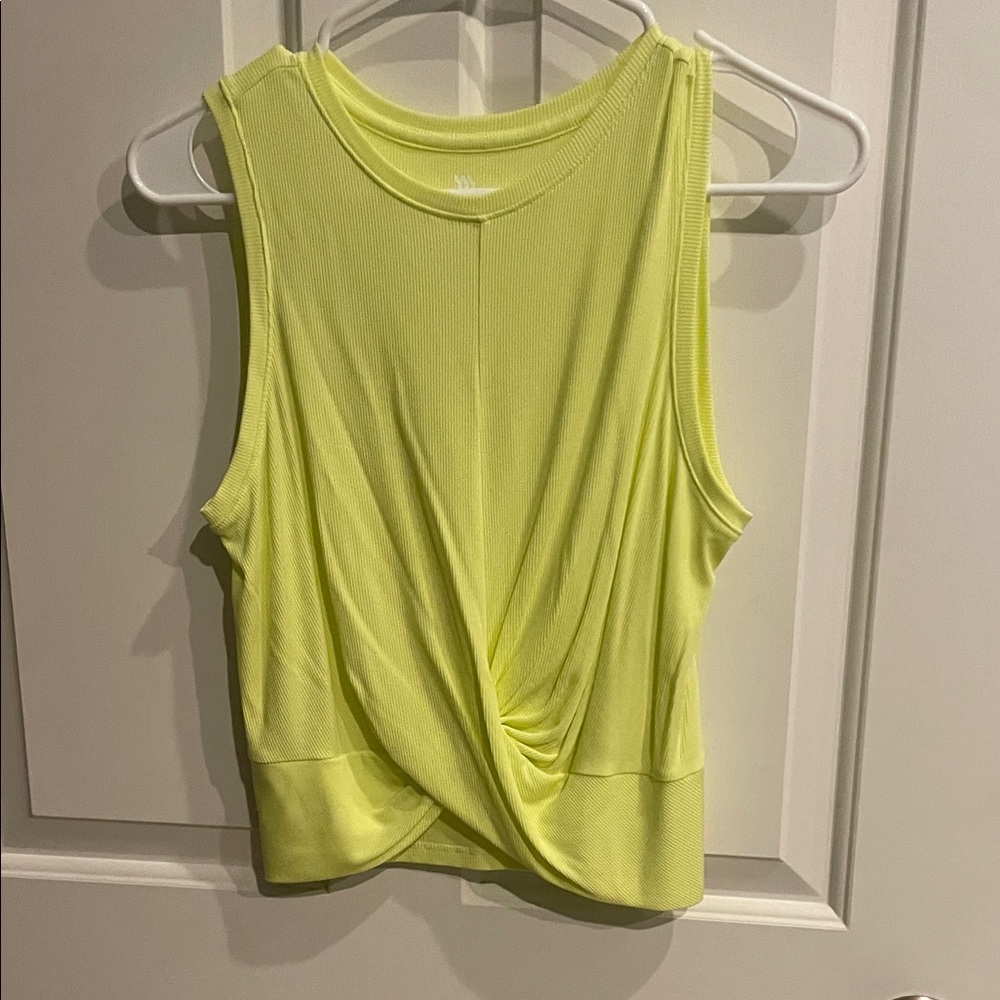 Yellow Sleeveless Twist Front Top